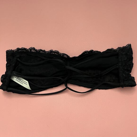 Free People Intimately Black Lace Strapless Bandeau Bralette Boho Festival Style - Picture 3 of 4
